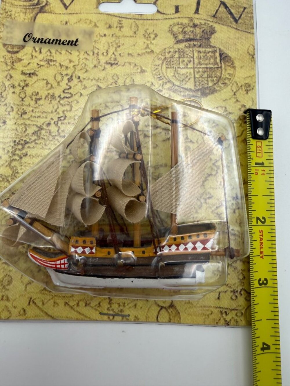 Miniature Wooden Sailing Ship Ornament Discovery Jamestown Colony History - Picture 4 of 4